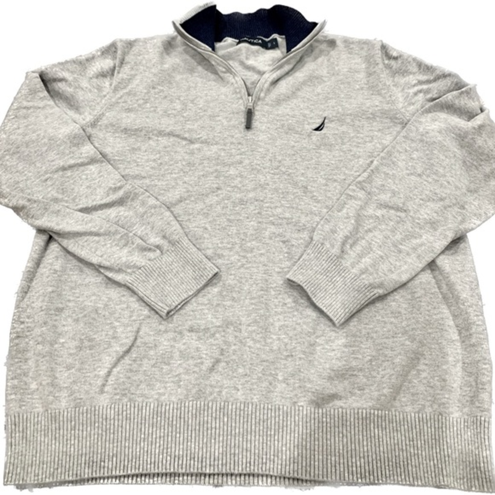 Nautica zipped Necked Sweater Men’s Size Large Gray